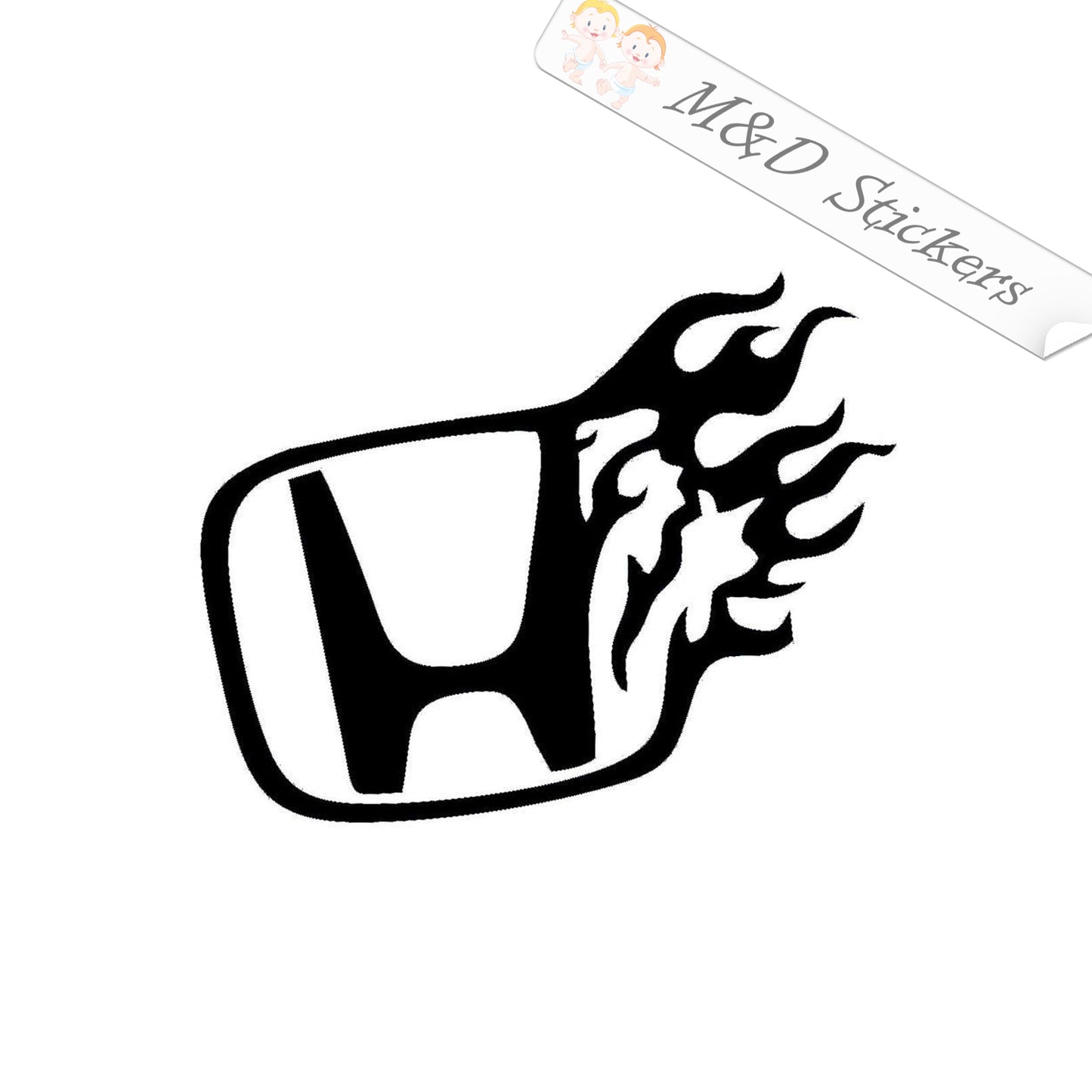 2x Honda in flame Logo Vinyl Decal Sticker Different colors & size for Cars/Bikes/Windows