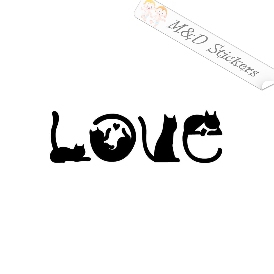 2x Cats Love Vinyl Decal Sticker Different colors & size for Cars/Bikes/Windows