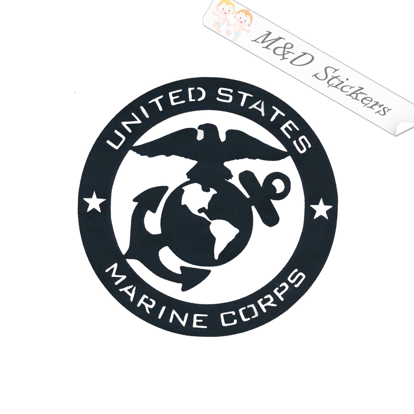 2x USMC Marines Vinyl Decal Sticker Different colors & size for Cars/Bikes/Windows