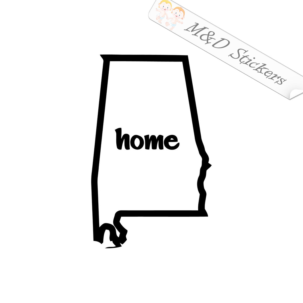 2x Alabama State Borders Home Vinyl Decal Sticker Different colors & size for Cars/Bikes/Windows