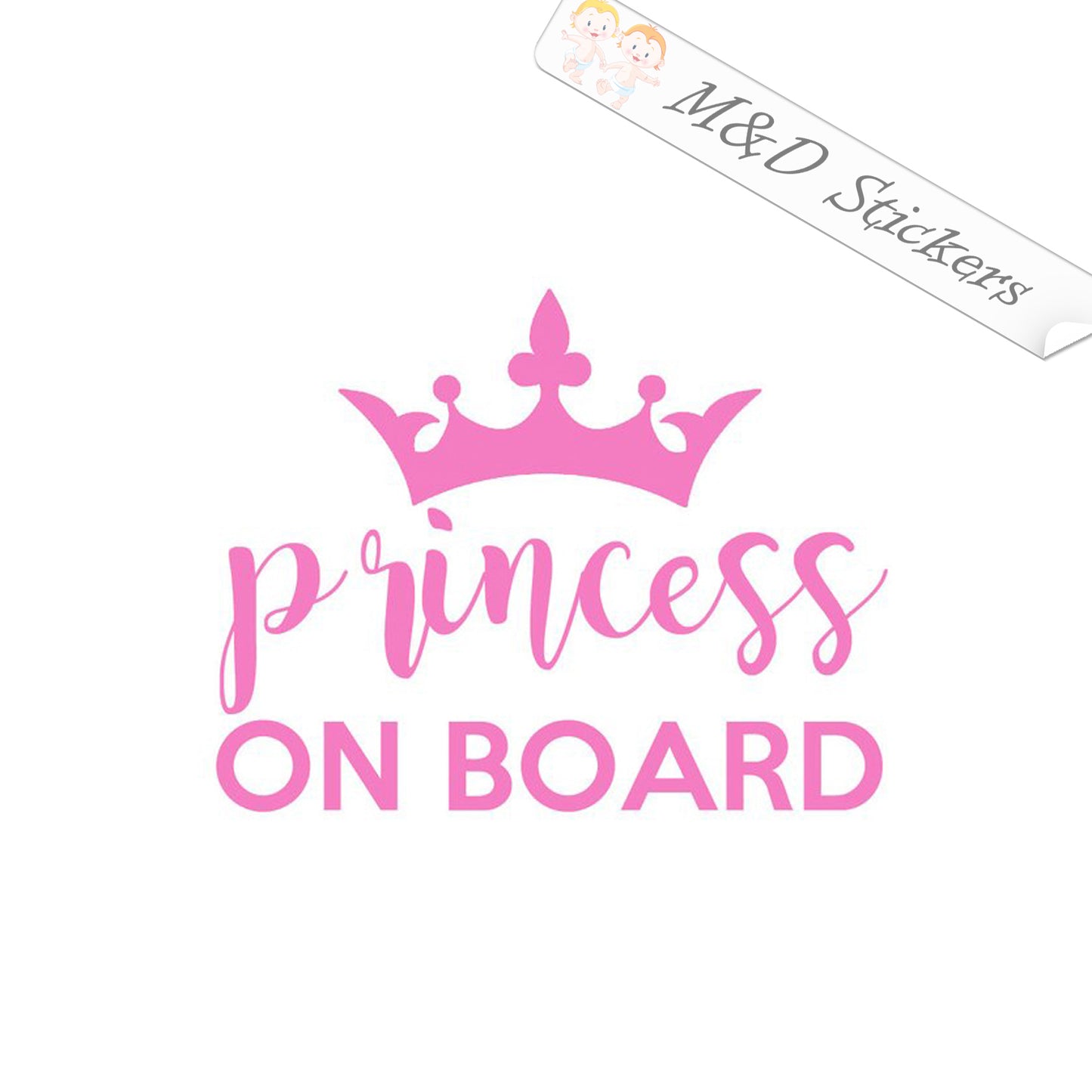 2x Princess on Board Vinyl Decal Sticker Different colors & size for Cars/Bikes/Windows