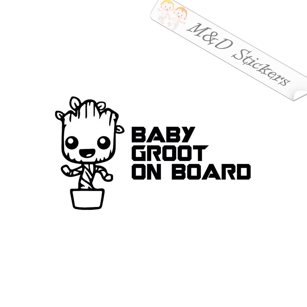 2x Baby Groot on board Vinyl Decal Sticker Different colors & size for Cars/Bikes/Windows