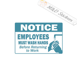2x Employees must wash hands sign Vinyl Decal Sticker Different colors & size for Cars/Bikes/Windows