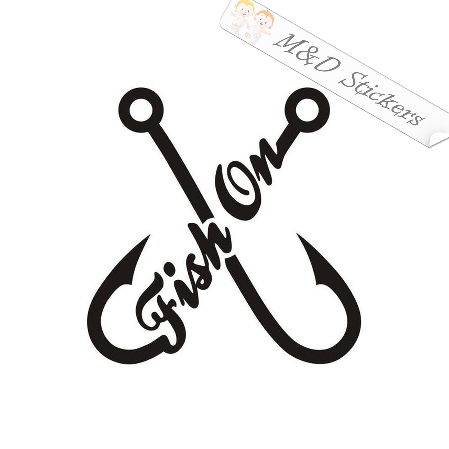 2x Fish on Hooks Decal Sticker Different colors & size for Cars/Bikes/Windows