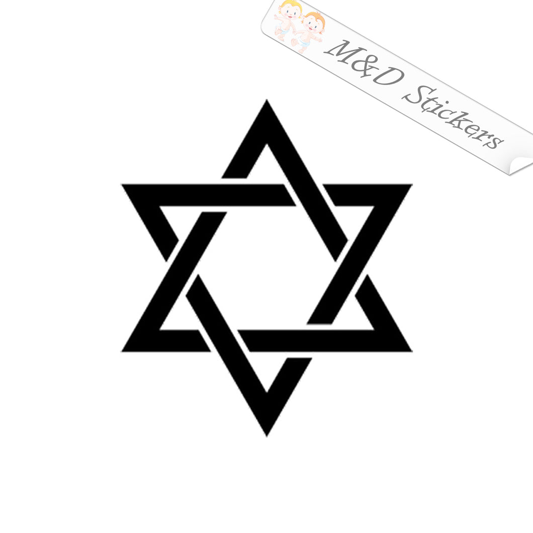 2x Star of David Jewish Vinyl Decal Sticker Different colors & size for Cars/Bikes/Windows
