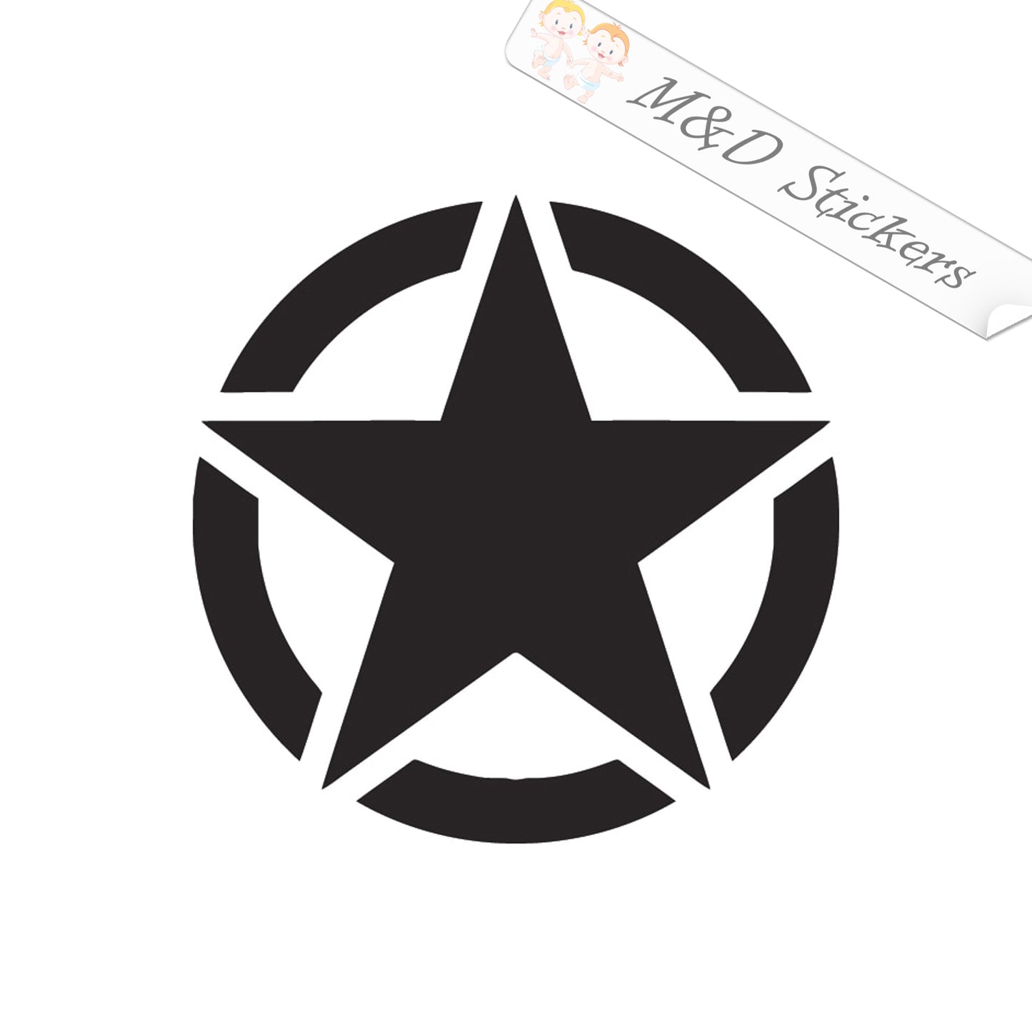 2x Star in a circle Vinyl Decal Sticker Different colors & size for Cars/Bikes/Windows