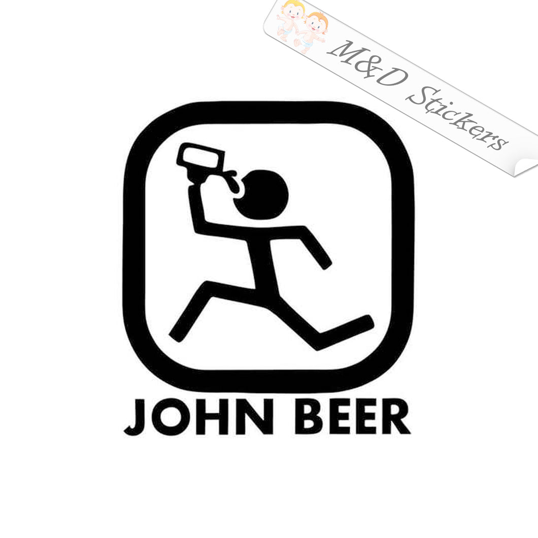 2x John Beer funny John Deere Logo Vinyl Decal Sticker Different colors & size for Cars/Bikes/Windows