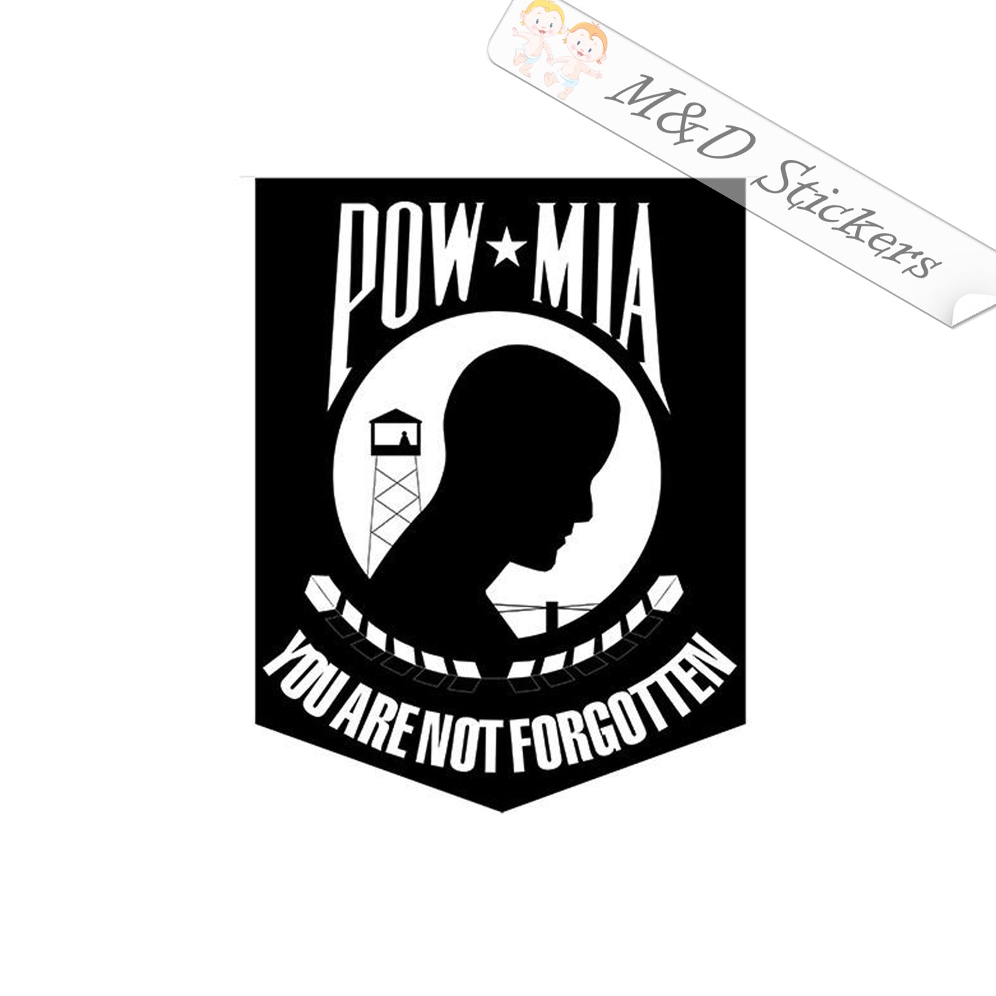 2x POW MIA fallen heroes Vinyl Decal Sticker Different colors & size for Cars/Bikes/Windows
