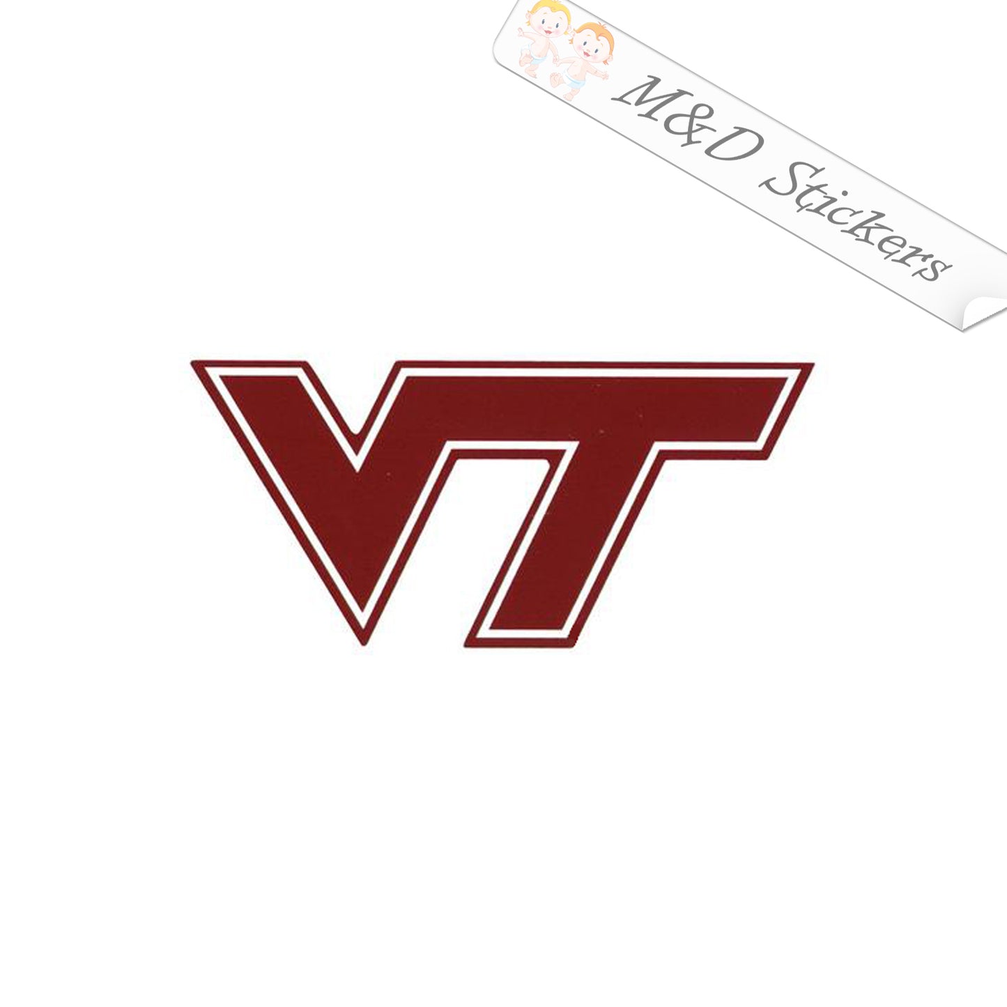 2x Virginia Tech VT Logo Vinyl Decal Sticker Different colors & size for Cars/Bikes/Windows