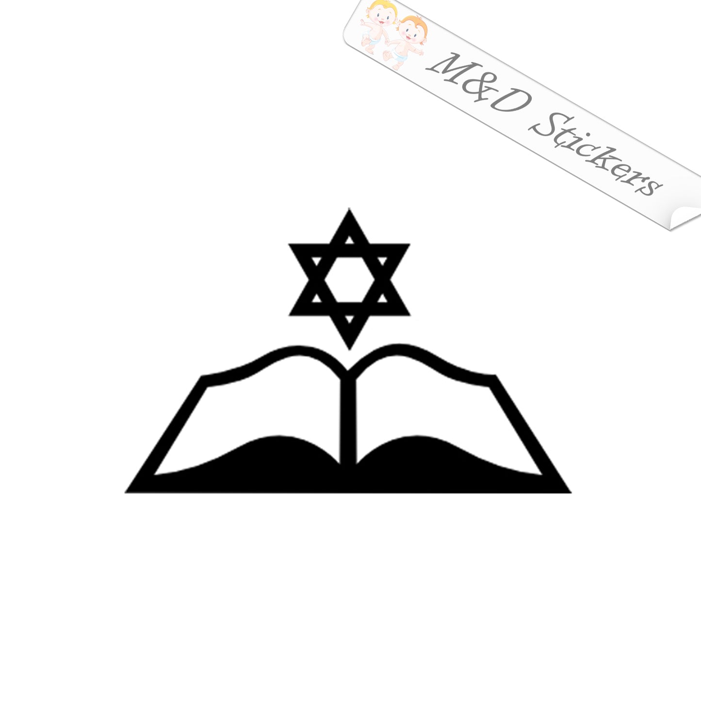 2x Star of David and a book Jewish Vinyl Decal Sticker Different colors & size for Cars/Bikes/Windows