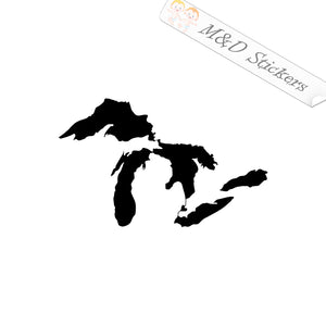 2x American Canadian Great Lakes shape Vinyl Decal Sticker Different colors & size for Cars/Bikes/Windows