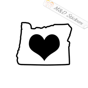 2x Love Oregon State Borders shape Vinyl Decal Sticker Different colors & size for Cars/Bikes/Windows