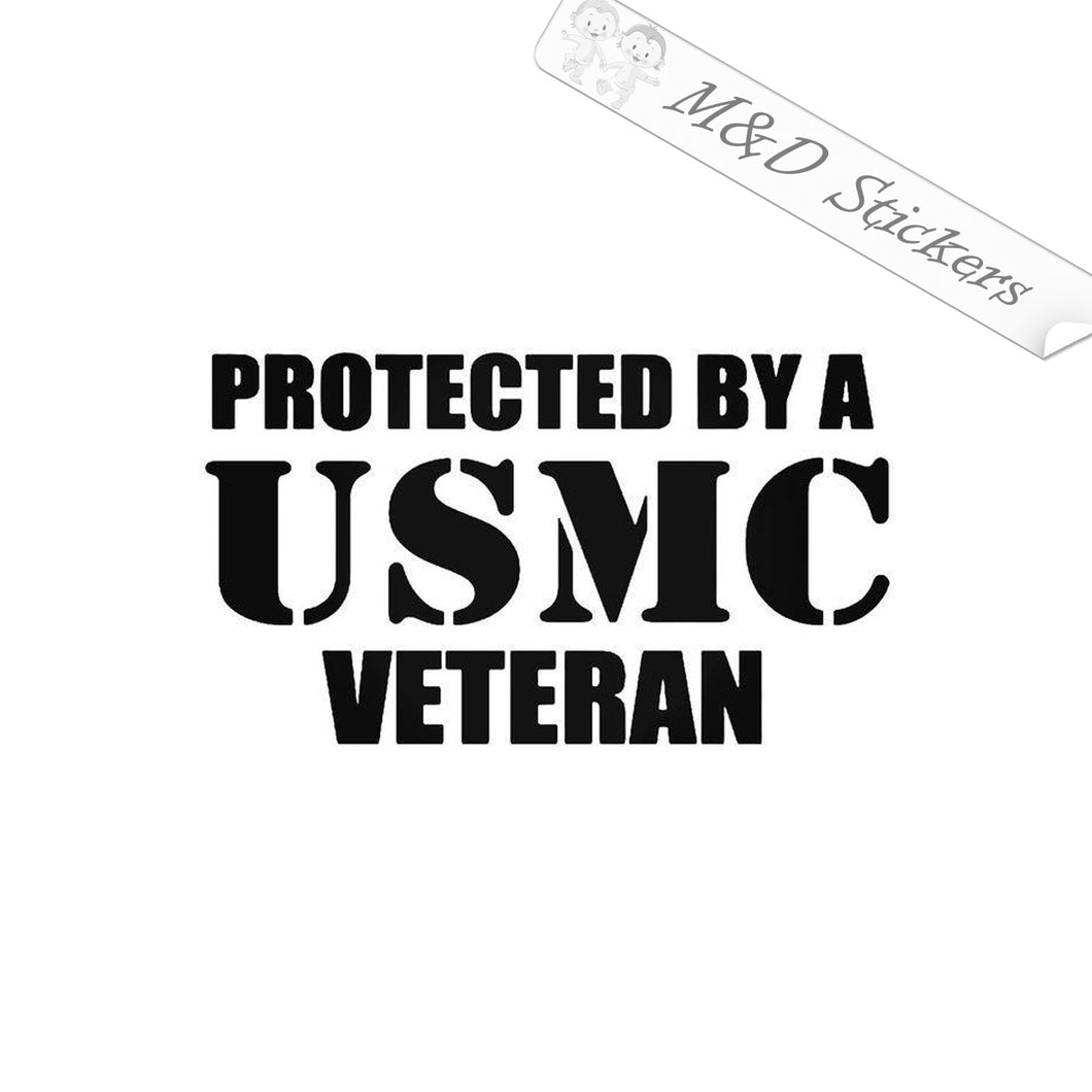 2x Protected by USMC Vinyl Decal Sticker Different colors & size for Cars/Bikes/Windows
