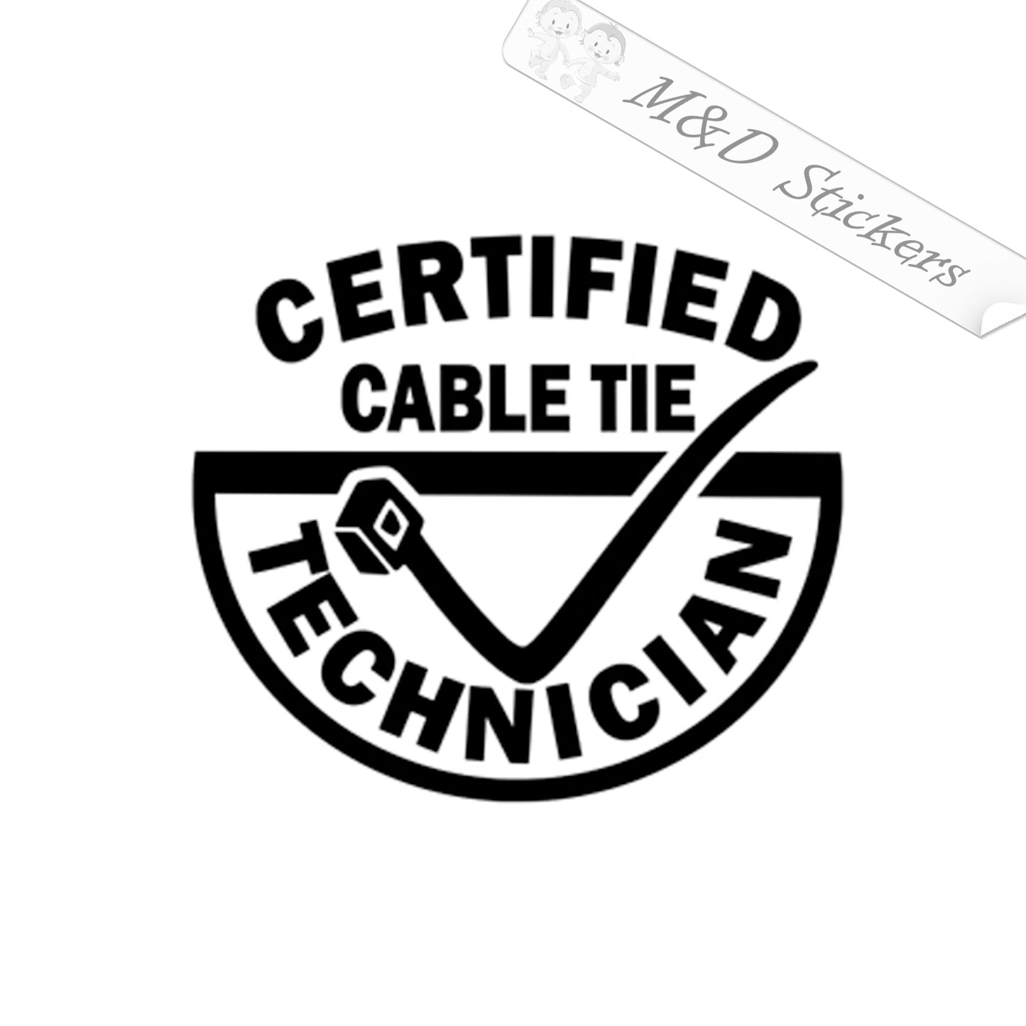 2x Zip-tie technician Vinyl Decal Sticker Different colors & size for Cars/Bikes/Windows