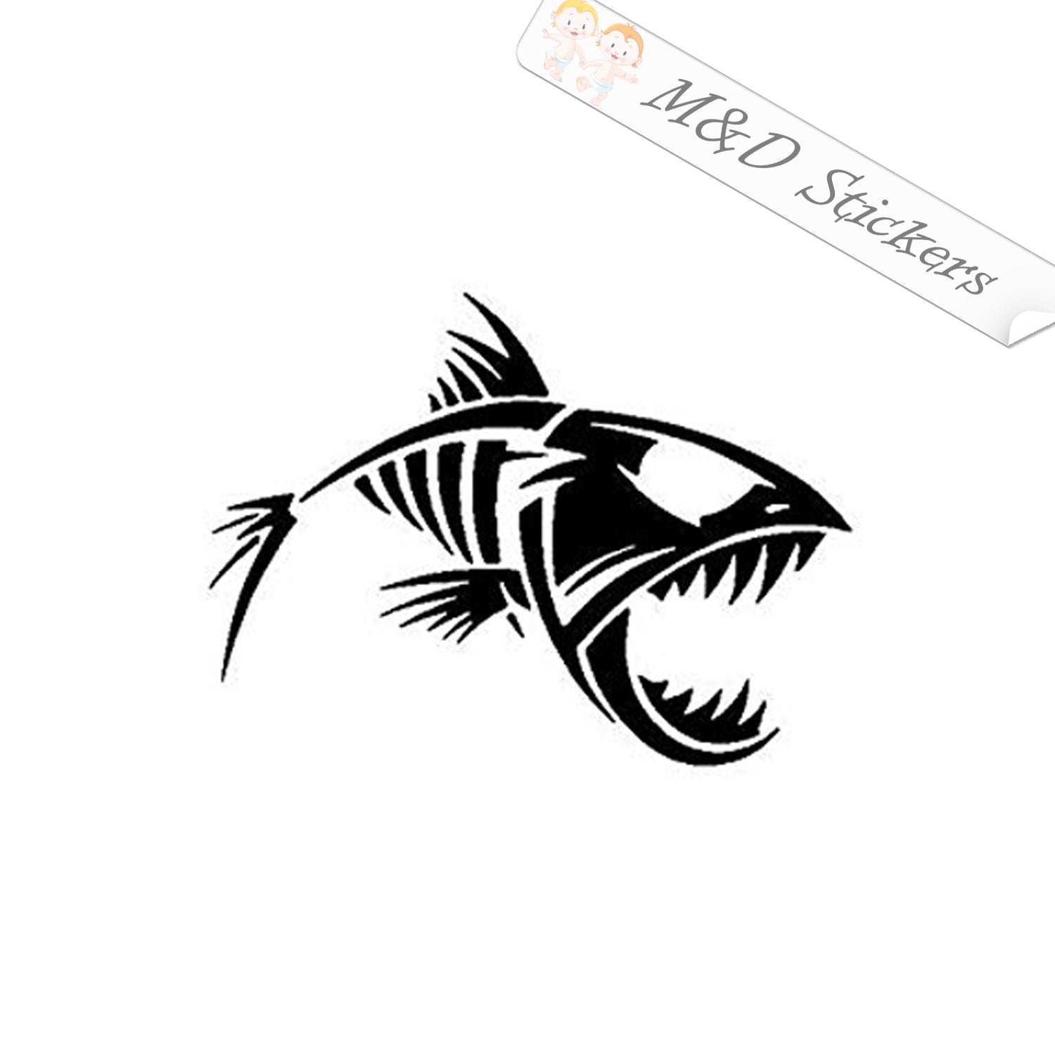 2x Angry fish Decal Sticker Different colors & size for Cars/Bikes