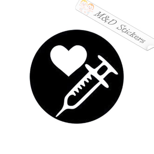 2x Vaccine Vinyl Decal Sticker Different colors & size for Cars/Bikes/Windows