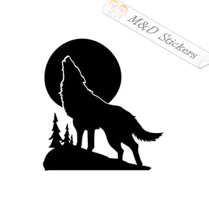 2x Wolf howling at the moon Vinyl Decal Sticker Different colors & size for Cars/Bikes/Windows