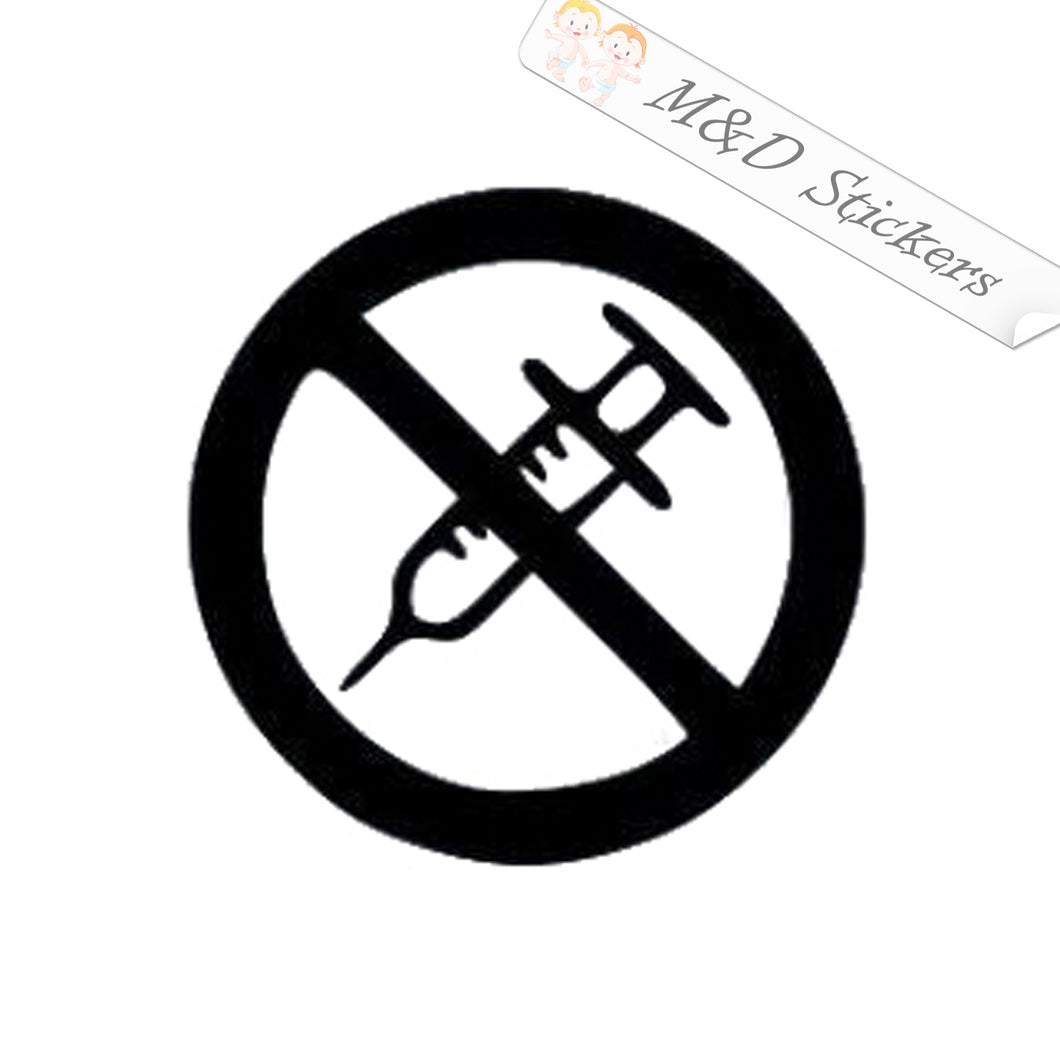 2x No Vaccine Vinyl Decal Sticker Different colors & size for Cars/Bikes/Windows