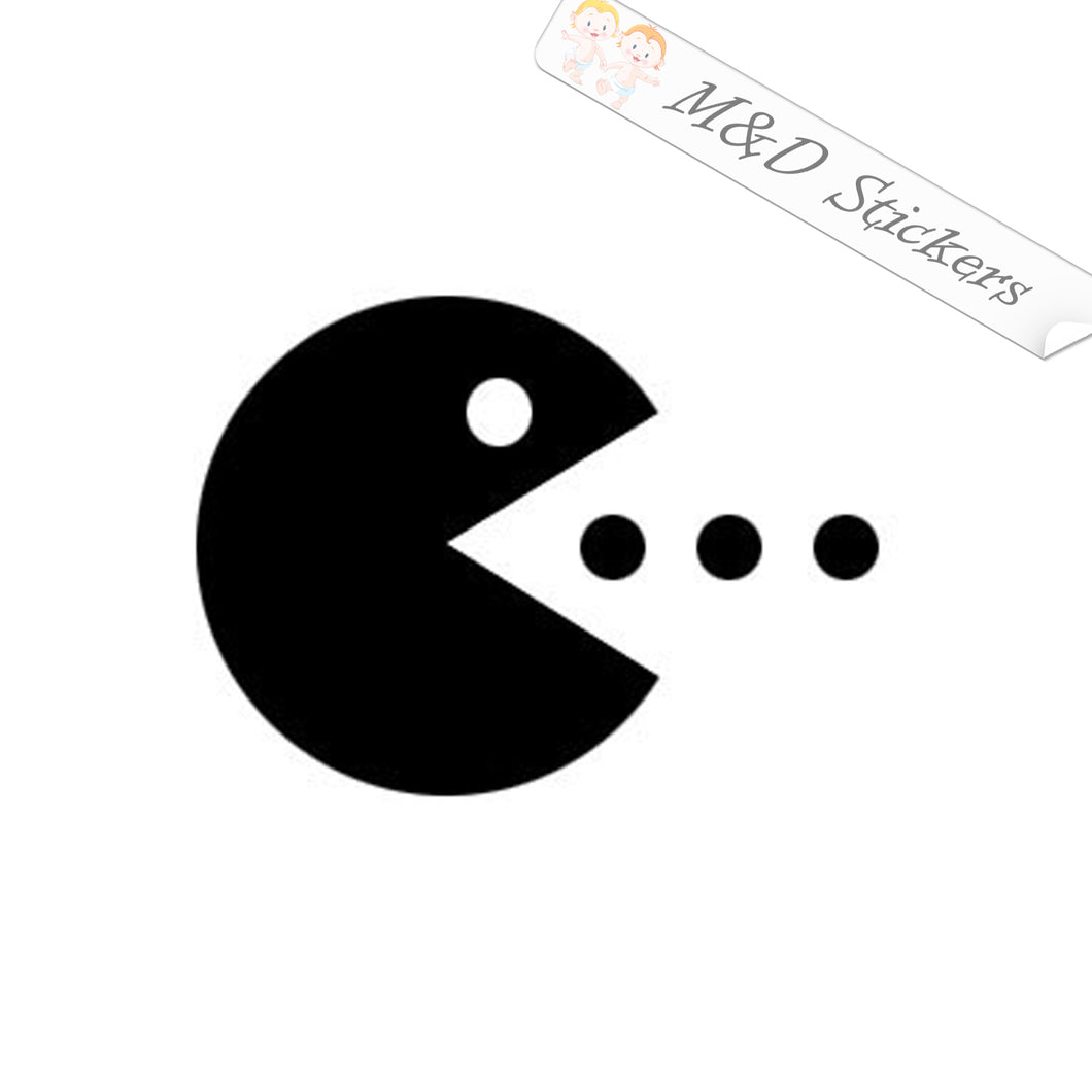 2x Pacman Video Game Vinyl Decal Sticker Different colors & size for Cars/Bikes/Windows