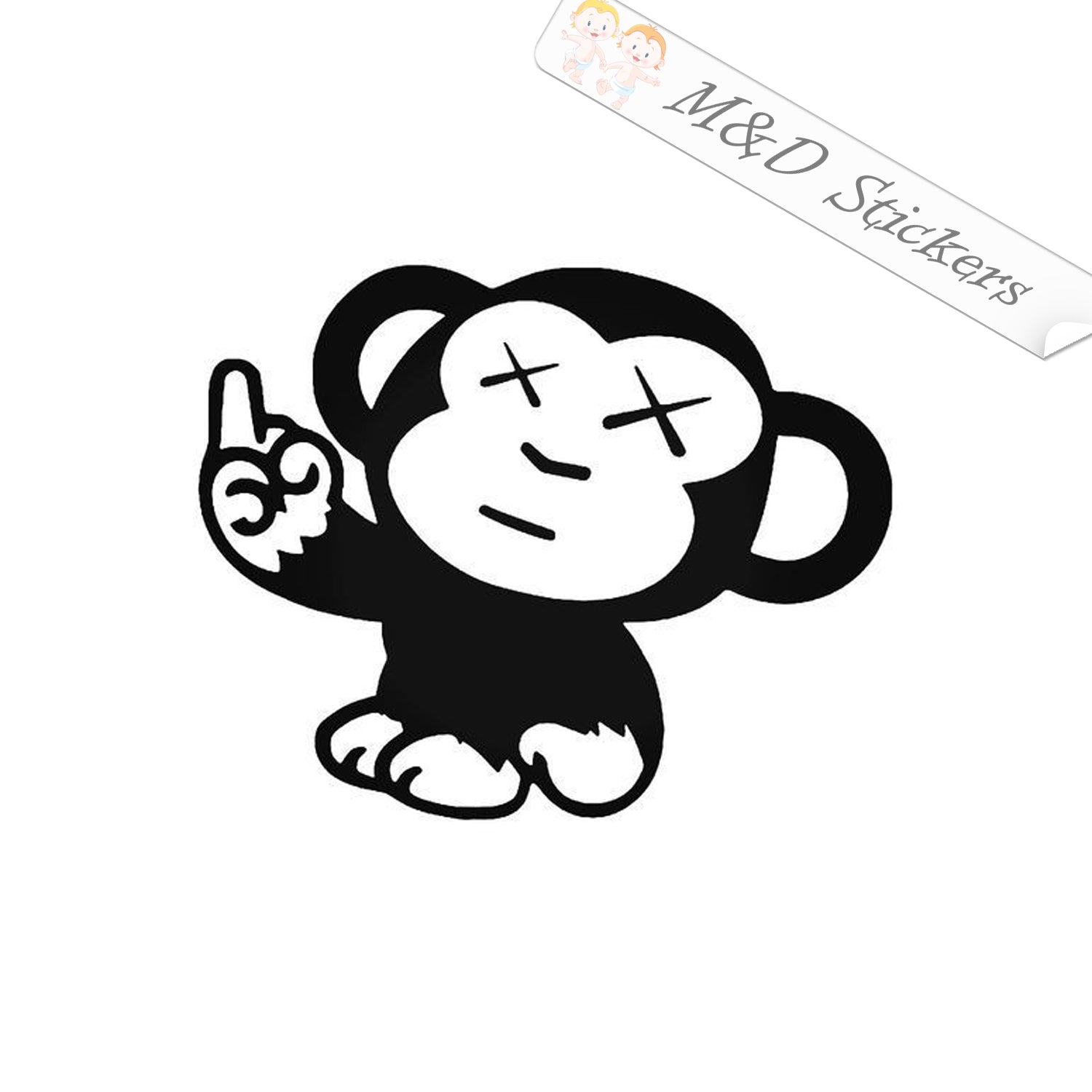 2x Bad Monkey Flipping The Bird Vinyl Decal Sticker Different colors & size  for Cars/Bikes/Windows