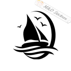 Sailboat silhouette (4.5" - 30") Vinyl Decal in Different colors & size for Cars/Bikes/Windows
