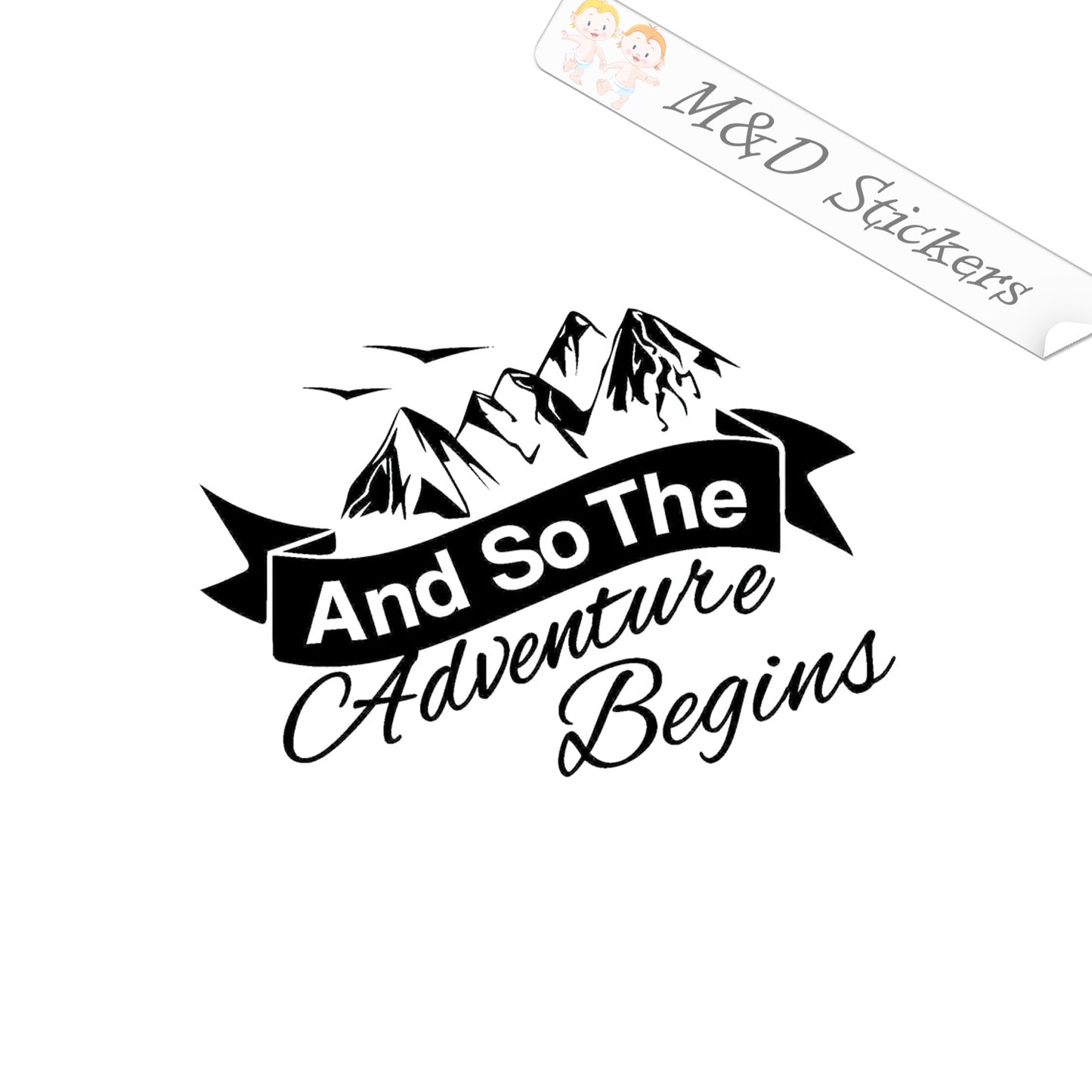 2x Adventure begins Vinyl Decal Sticker Different colors & size for Cars/Bikes/Windows