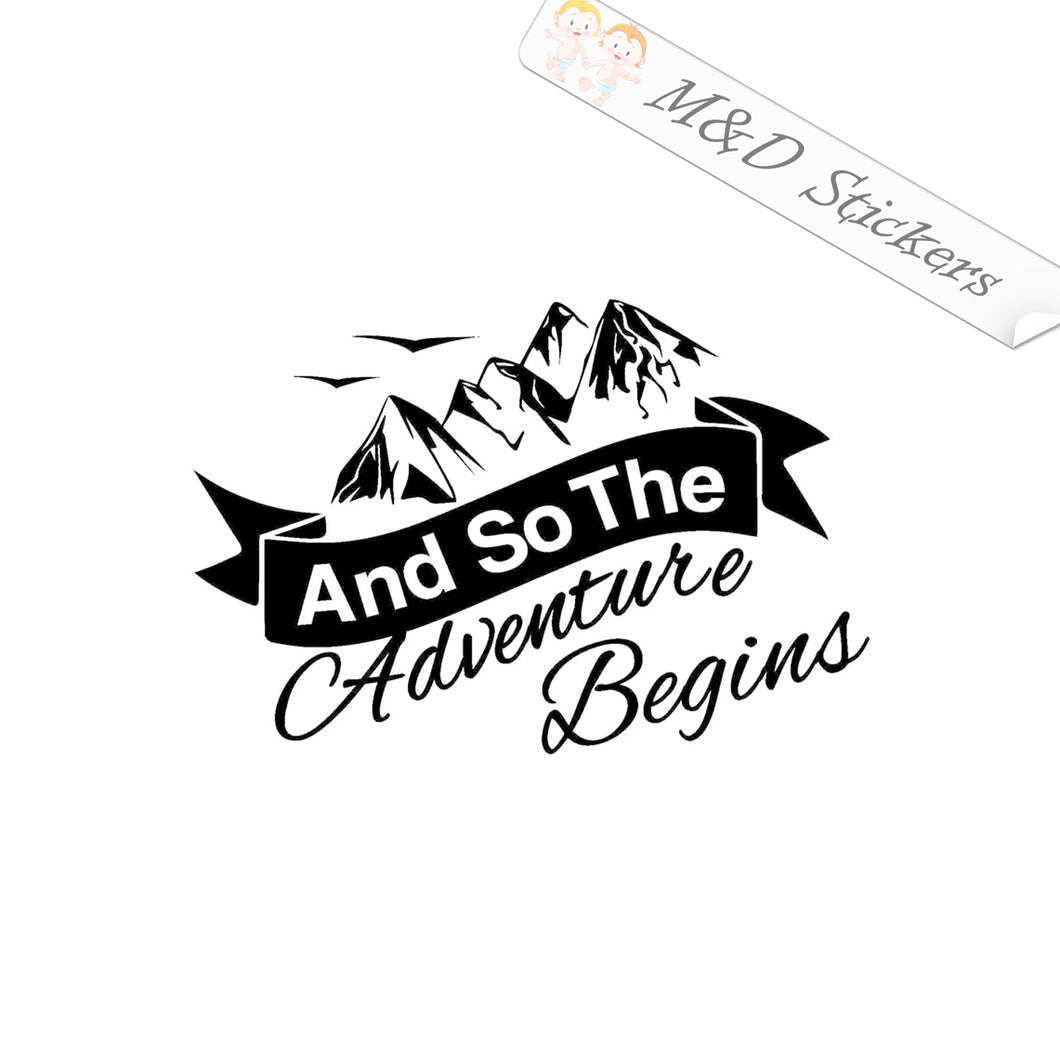 2x Adventure begins Vinyl Decal Sticker Different colors & size for Cars/Bikes/Windows