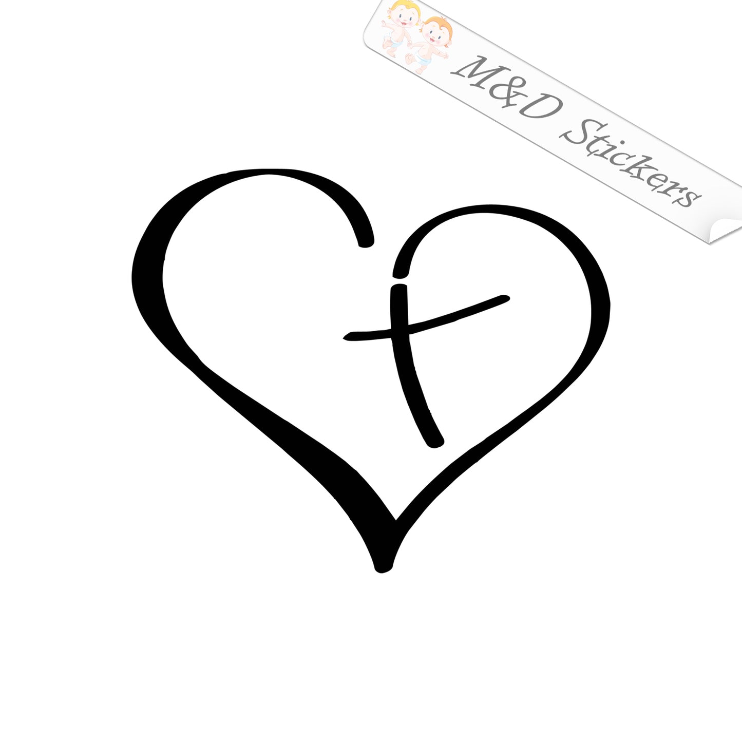 2x Heart love cross Vinyl Decal Sticker Different colors & size for Cars/Bikes/Windows