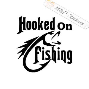 2x Hooked On Fishing Decal Sticker Different colors & size for Cars/Bikes/Windows