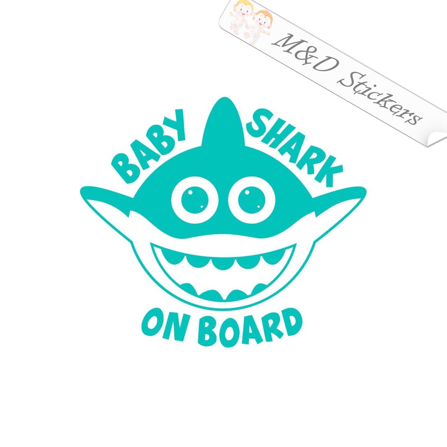 2x Baby Shark on board Vinyl Decal Sticker Different colors & size for Cars/Bikes/Windows