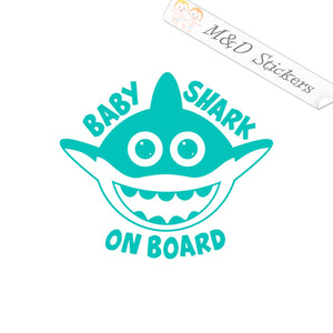 2x Baby Shark on board Vinyl Decal Sticker Different colors & size for Cars/Bikes/Windows