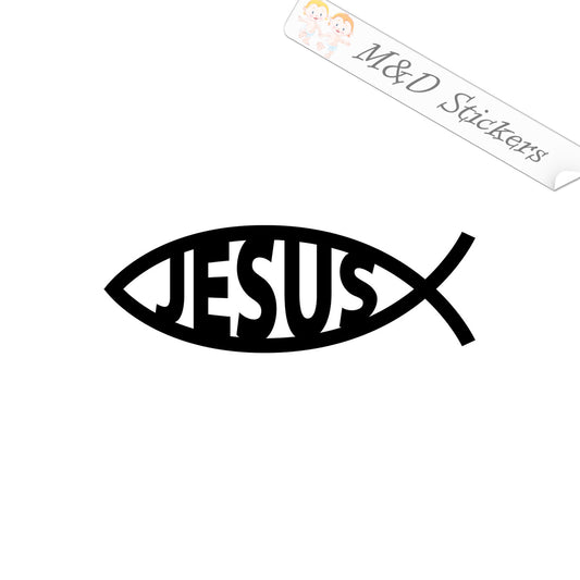 2x Jesus Fish Vinyl Decal Sticker Different colors & size for Cars/Bikes/Windows