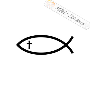 2x Jesus Fish Vinyl Decal Sticker Different colors & size for Cars/Bikes/Windows