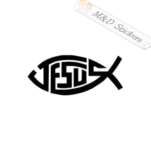 2x Jesus Fish Vinyl Decal Sticker Different colors & size for Cars/Bikes/Windows