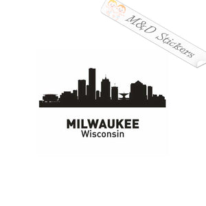 2x American Milwaukee City Wisconsin Skyline Vinyl Decal Sticker Different colors & size for Cars/Bikes/Windows