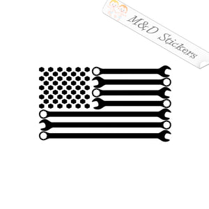 2x American US Flag wrenches Vinyl Decal Sticker Different colors & size for Cars/Bikes/Windows