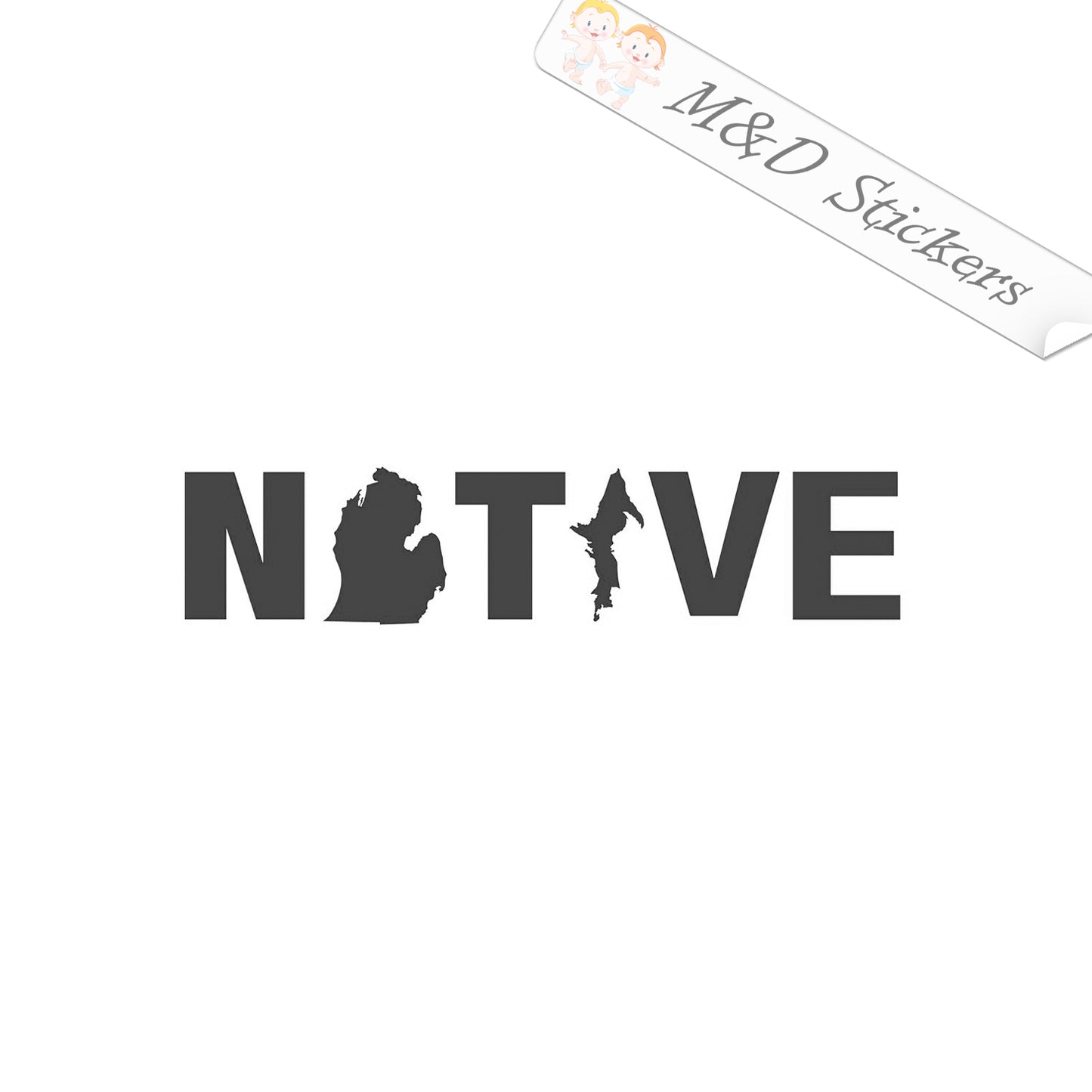 Michigan State Native (4.5" - 30") Vinyl Decal in Different colors & size for Cars/Bikes/Windows