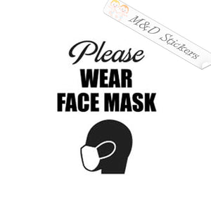 Please Wear Face mask (4.5" - 30") Vinyl Decal in Different colors & size for Cars/Bikes/Windows