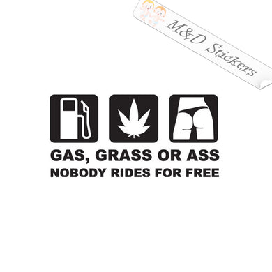 2x Funny Gas grass or ass Vinyl Decal Sticker Different colors & size for Cars/Bikes/Windows