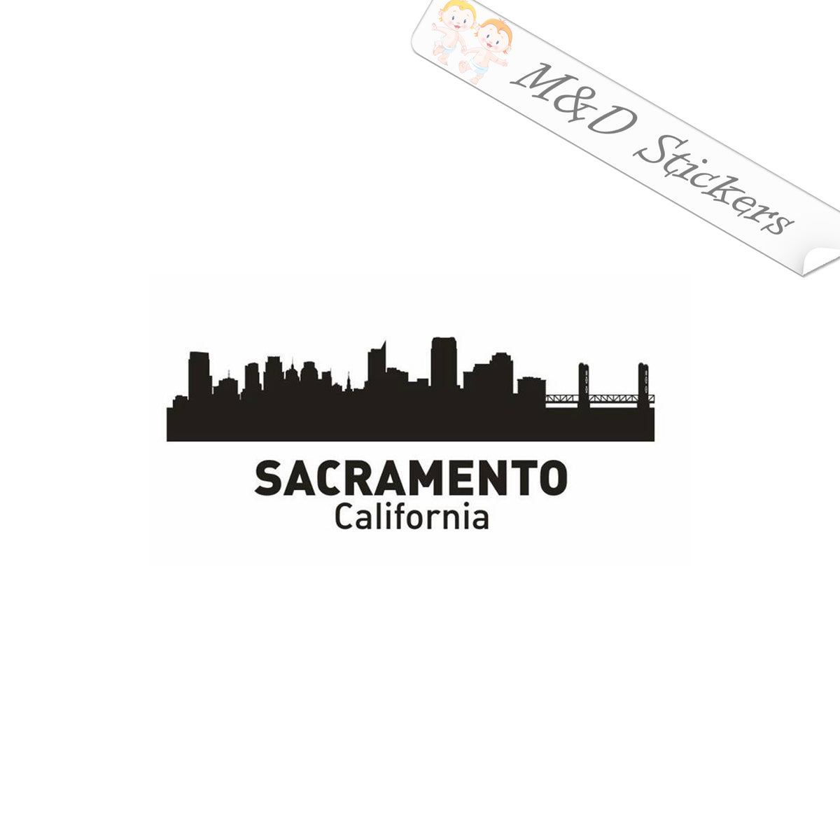 2x American Sacramento City Skyline Vinyl Decal Sticker Different colo
