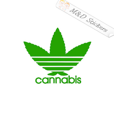 2x Cannabis Adidas style Logo Vinyl Decal Sticker Different colors & size for Cars/Bikes/Windows