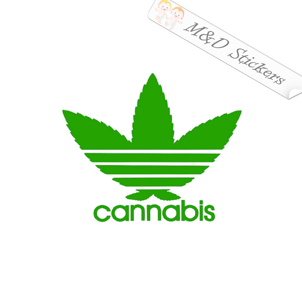 2x Cannabis Adidas style Logo Vinyl Decal Sticker Different colors & size for Cars/Bikes/Windows