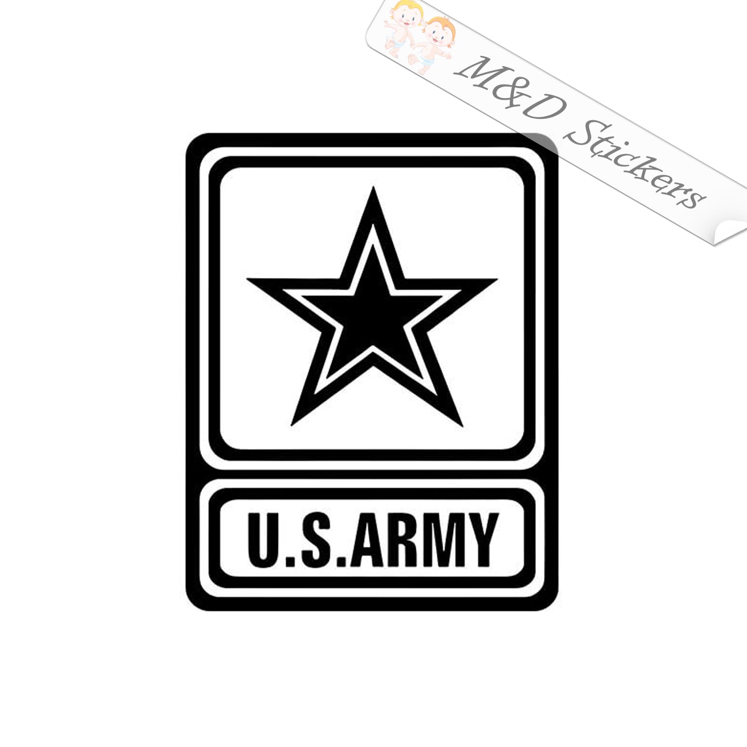  Army Military Font X Initial - Vinyl Decal Sticker - 3.3 x  3.75 - Black