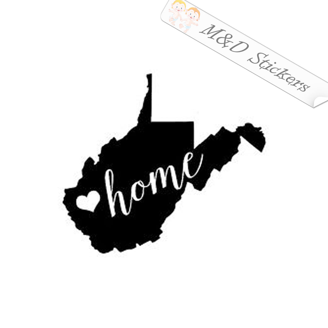 2x West Virginia State Borders Shape Home Vinyl Decal Sticker Different colors & size for Cars/Bikes/Windows