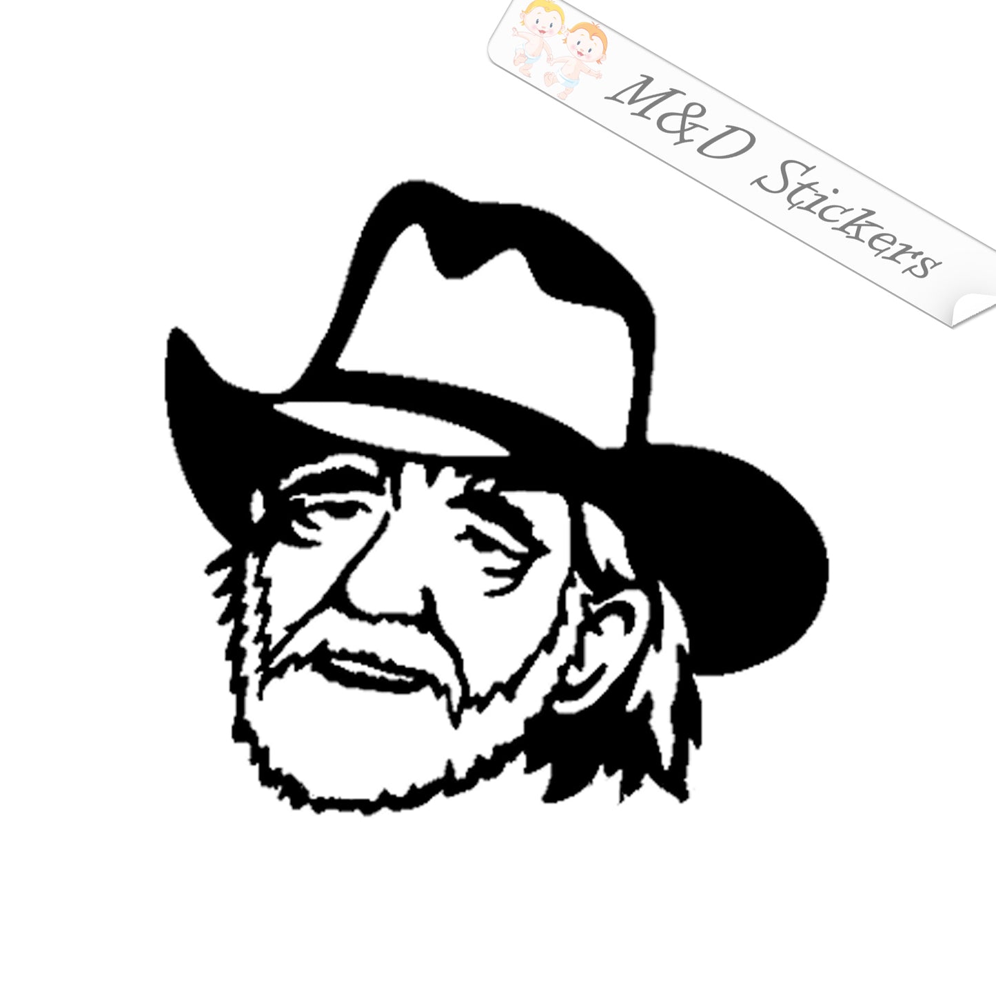 Willie Nelson Musician (4.5" - 30") Vinyl Decal in Different colors & size for Cars/Bikes/Windows