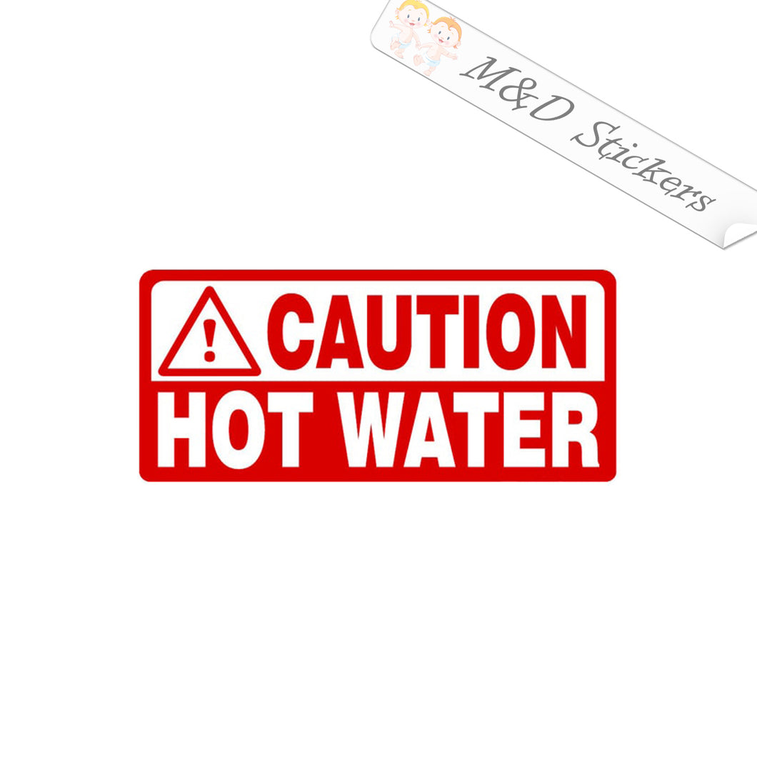 2x Caution! Hot water sign Vinyl Decal Sticker Different colors & size for Cars/Bikes/Windows