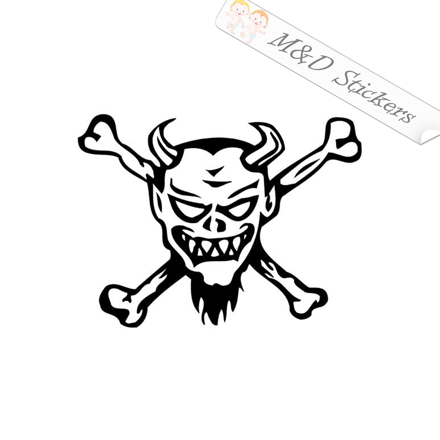 2x Devil crossbones Vinyl Decal Sticker Different colors & size for Cars/Bikes/Windows