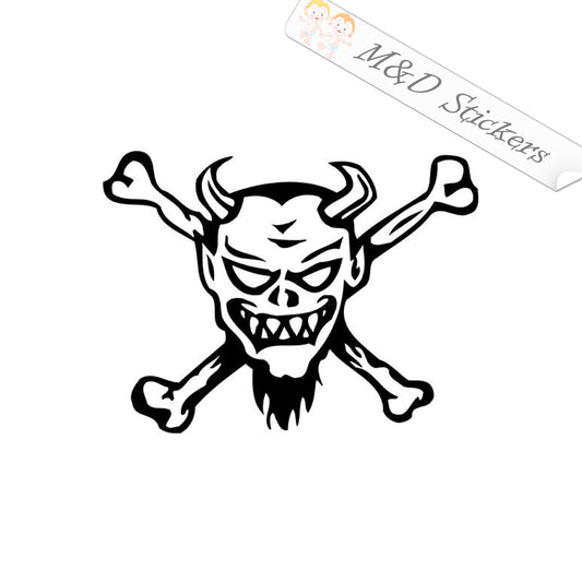 2x Devil crossbones Vinyl Decal Sticker Different colors & size for Cars/Bikes/Windows