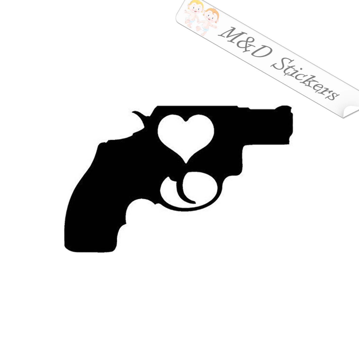 2x Love handguns Vinyl Decal Sticker Different colors & size for Cars/Bikes/Windows