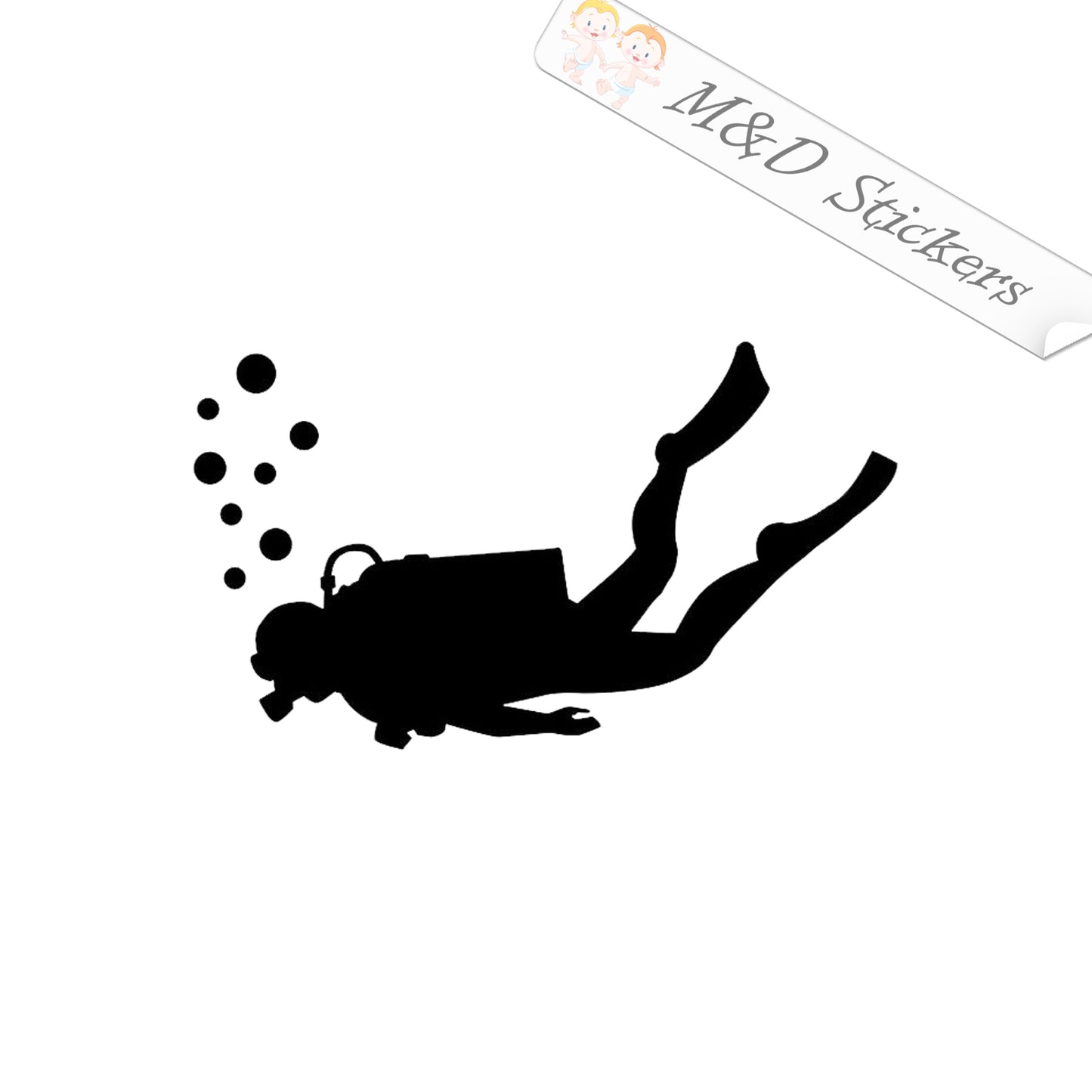 2x Scuba diver Vinyl Decal Sticker Different colors & size for Cars/Bikes/Windows